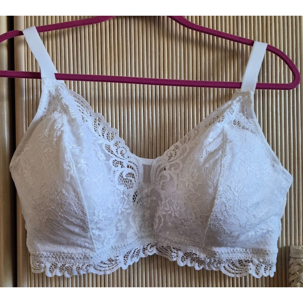 Bali Bra Size 2XL White Lace Wirefree Comfort Lined No Slip Adjustable Straps